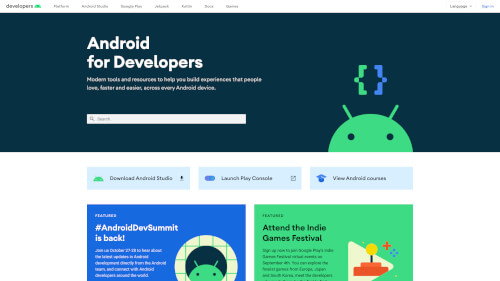 Generated screenshot of the Android Developers website with the ApiFlash API.